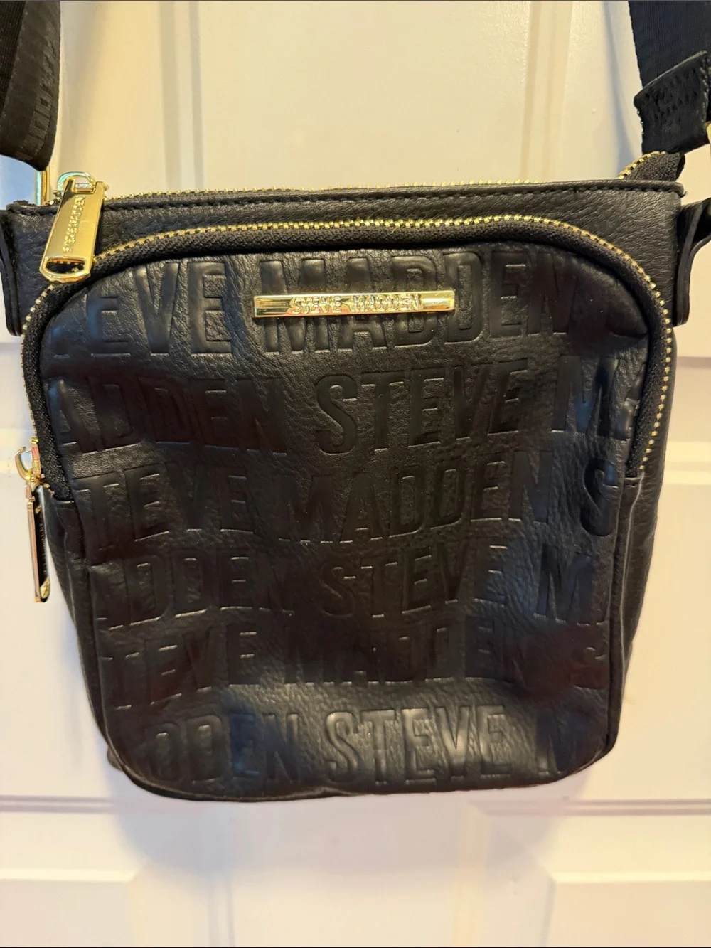Steve Madden Black Crossbody Bag with Gold Accents